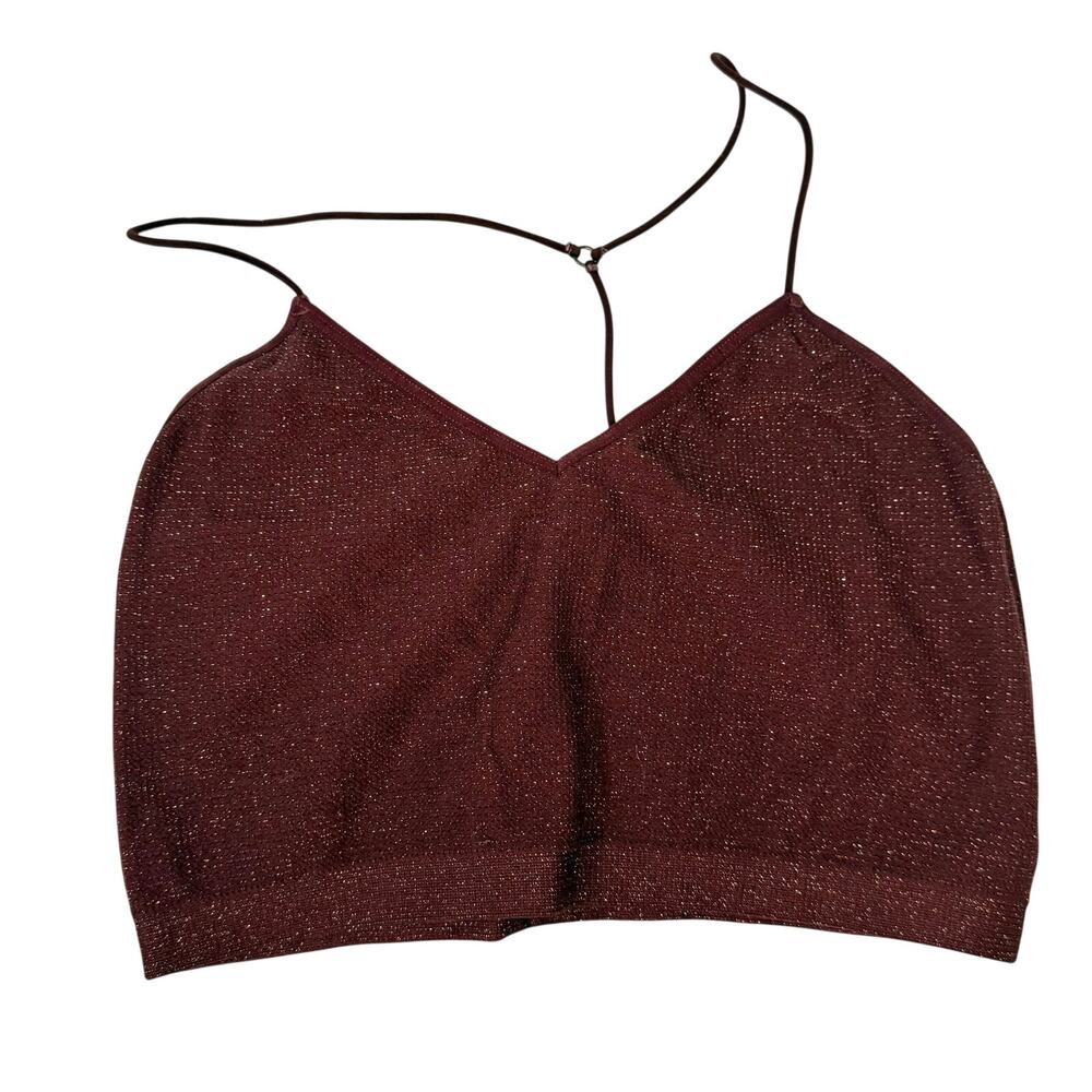 Colsie Sparkly Burgundy Seamless Bralette Crop Cami Top Size M